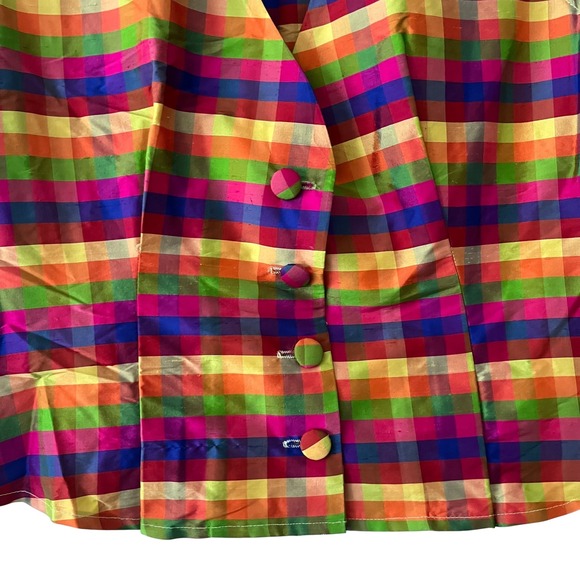 Kent Nielsen Multicolor Plaid Sleeveless Button Up Top‎ Colorful Size M - Picture 2 of 8